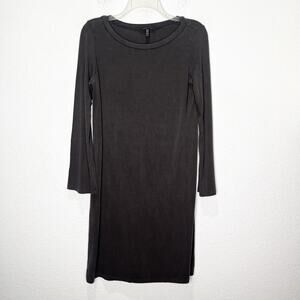 Eileen Fisher Fine Jersey Crew Neck Dress Boxy Long Sleeve Knee Length XS